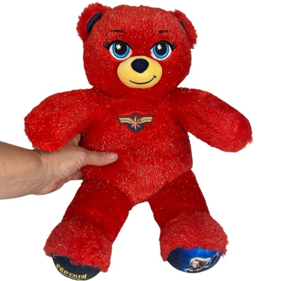 Build A Bear Marvel Captain Marvel Red Gold Glitter Sparkle 16" Bear Plush Toy - Picture 1 of 11